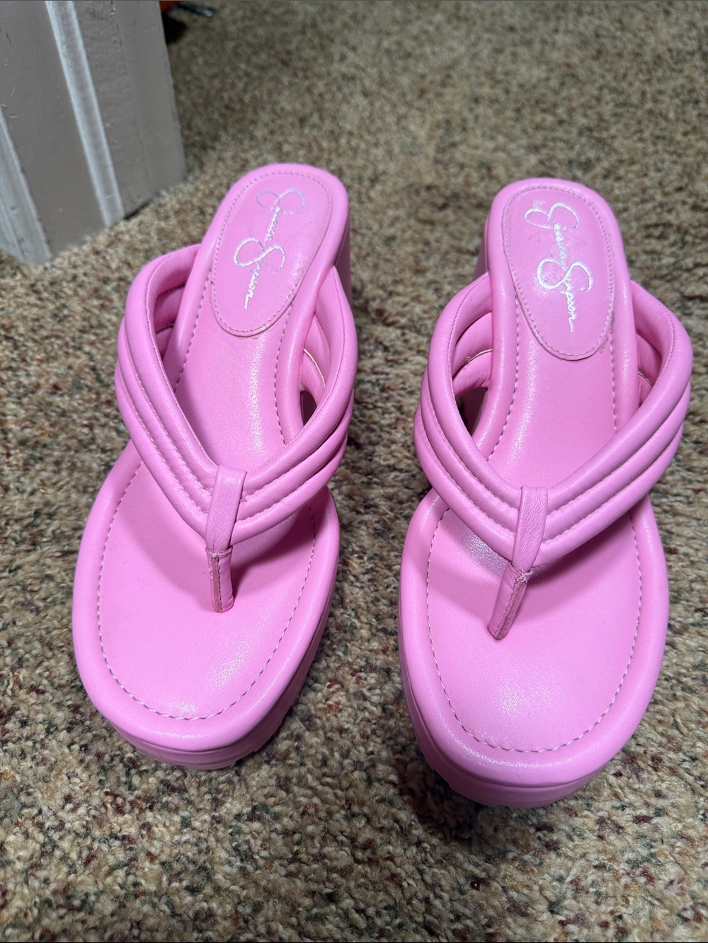 Jessica Simpson Pink Braided Thong Platform Sandals